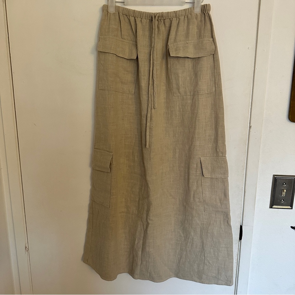 Lucy Paris Beige Maxi Skirt with Pockets
